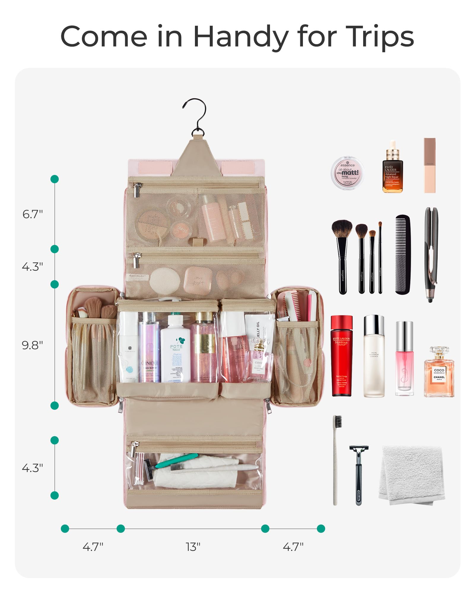 Foto 3 pulgar | Neceser de Viaje Bagsmart Beige para Mujer- Venta Internacional