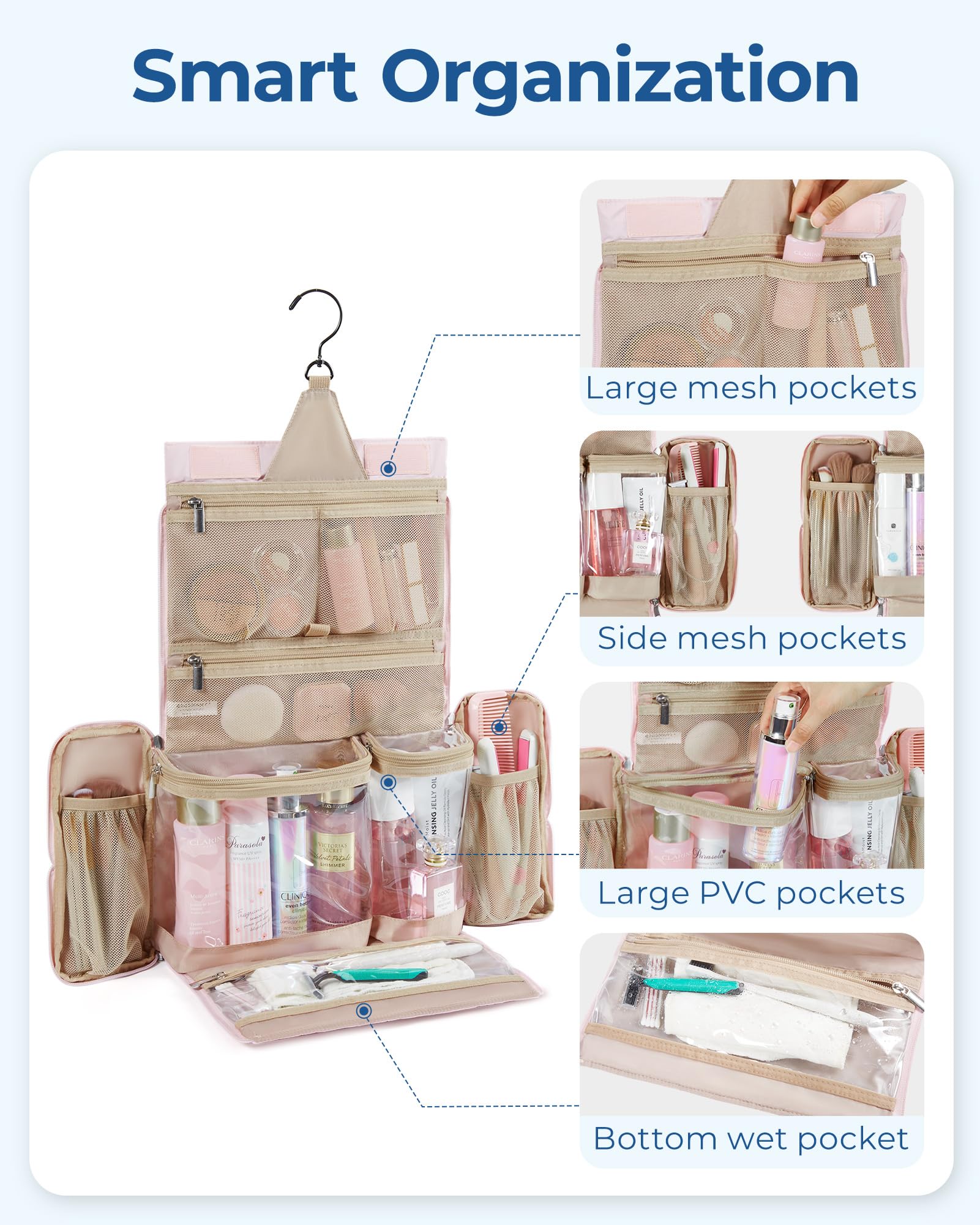 Foto 5 pulgar | Neceser de Viaje Bagsmart Beige para Mujer- Venta Internacional