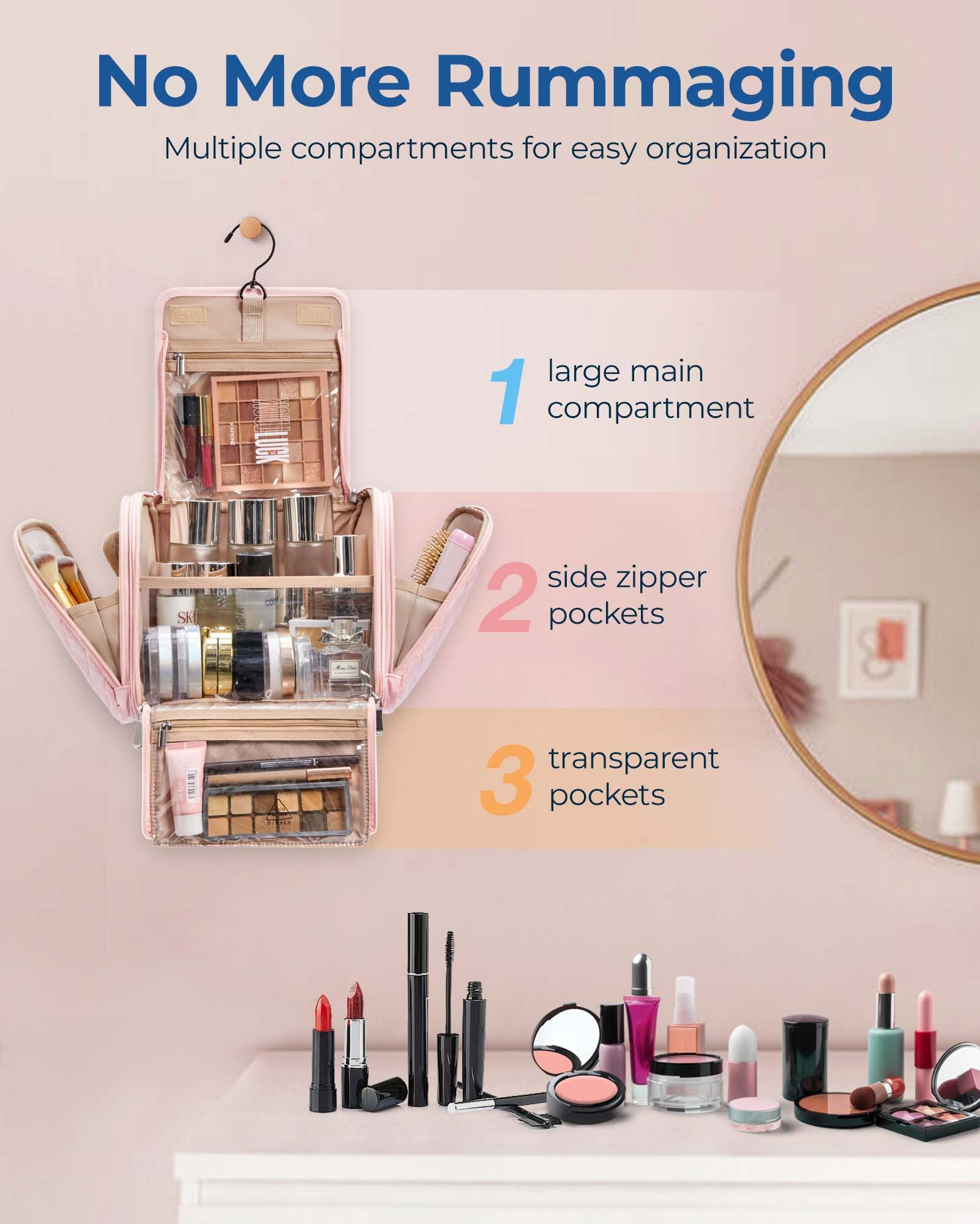 Foto 3 pulgar | Cosmetiquera Bagsmart Rosa para Mujer- Venta Internacional