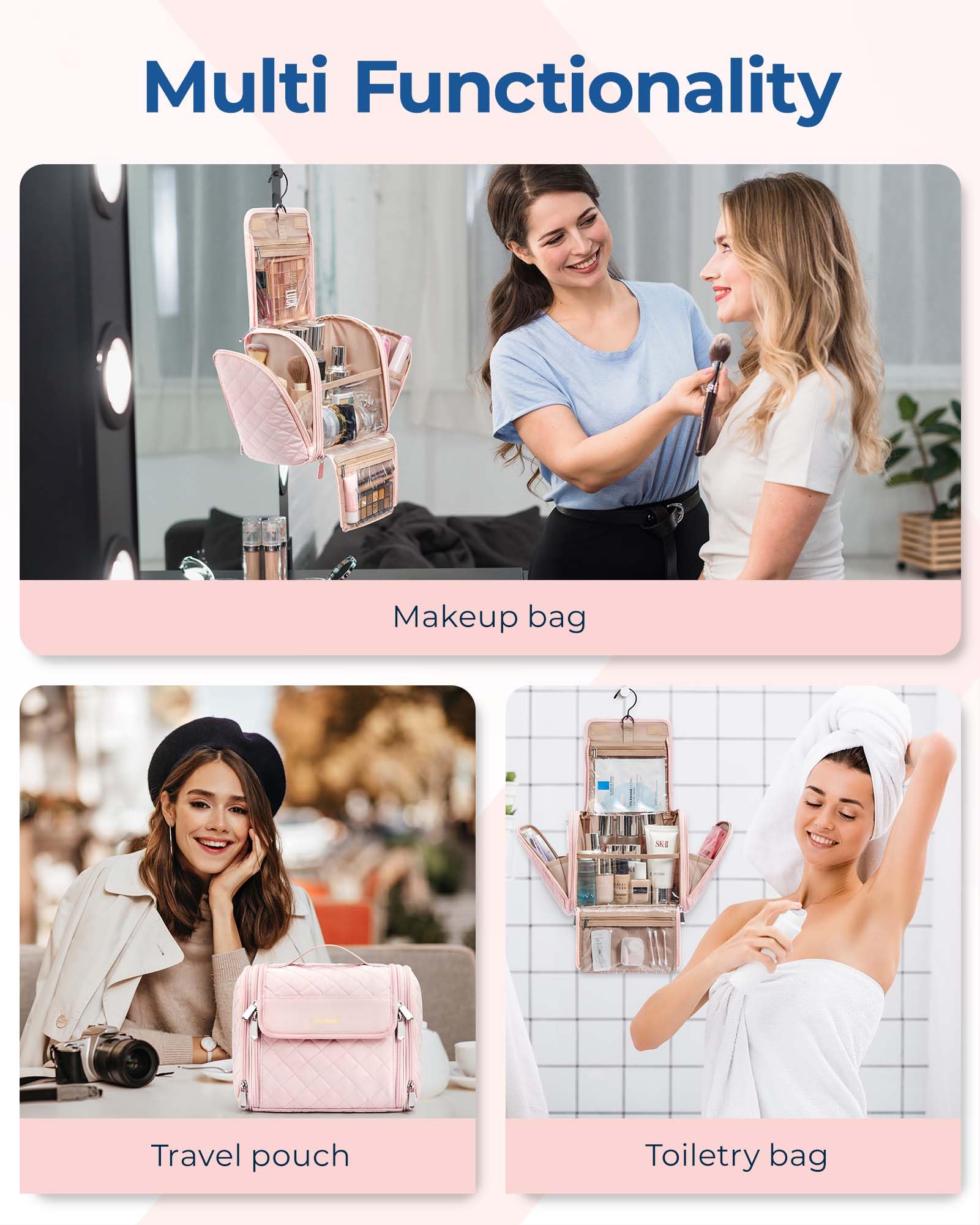 Foto 5 pulgar | Cosmetiquera Bagsmart Rosa para Mujer- Venta Internacional