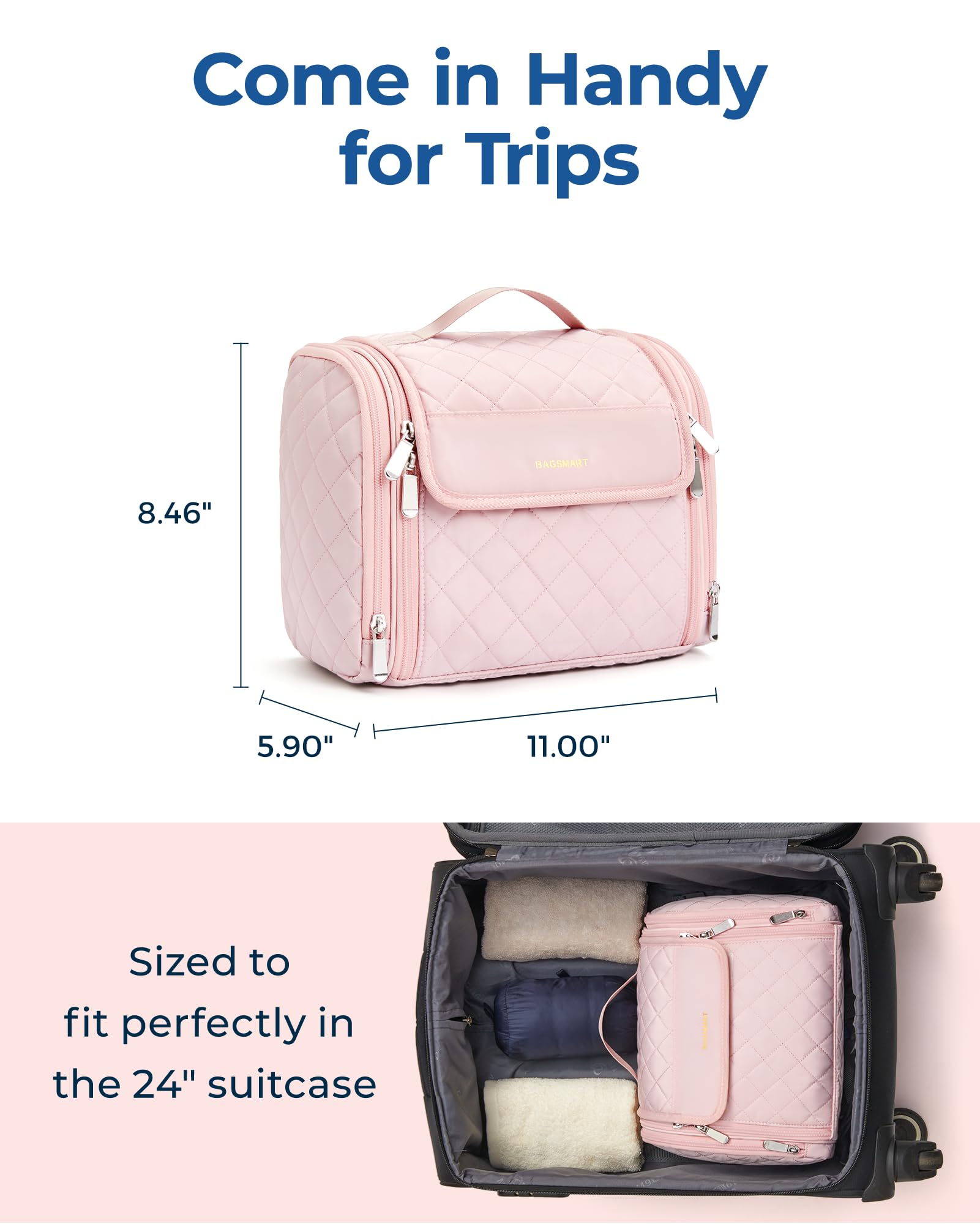 Foto 6 pulgar | Cosmetiquera Bagsmart Rosa para Mujer- Venta Internacional