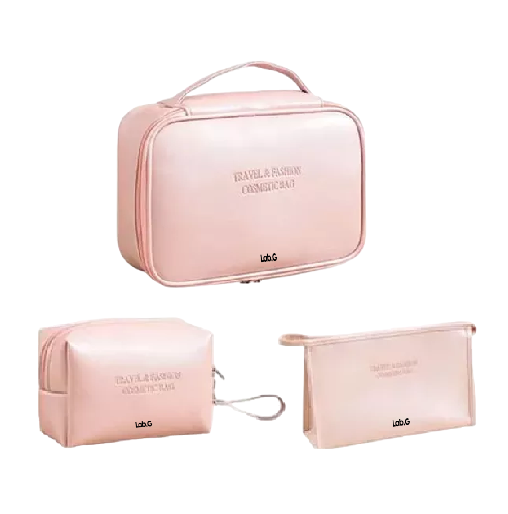 Foto 2 pulgar | Estuches De Maquillaje Bolsa Cosmetiquera Set 3 Neceser Rosa