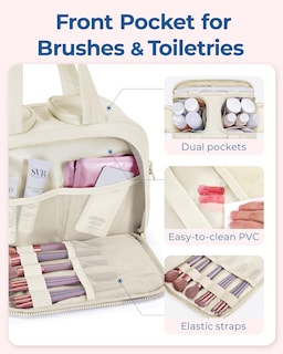 Foto 5 | Neceser Bagsmart Travel Puffy Beige Para Mujer De 30 X 18 X 22 Cm - Venta Internacional.
