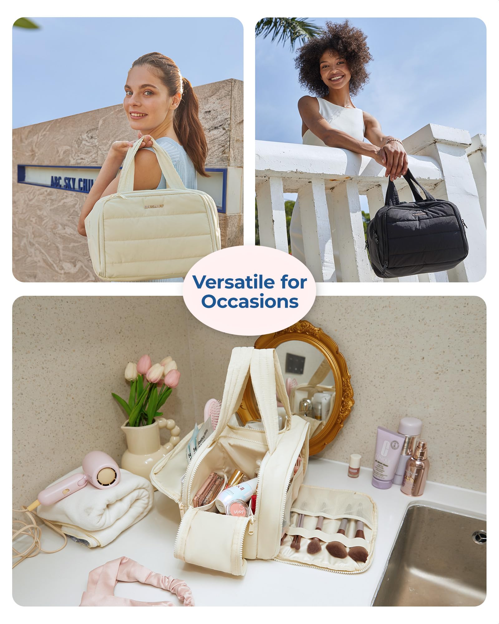 Foto 8 pulgar | Neceser Bagsmart Travel Puffy Beige Para Mujer De 30 X 18 X 22 Cm - Venta Internacional.