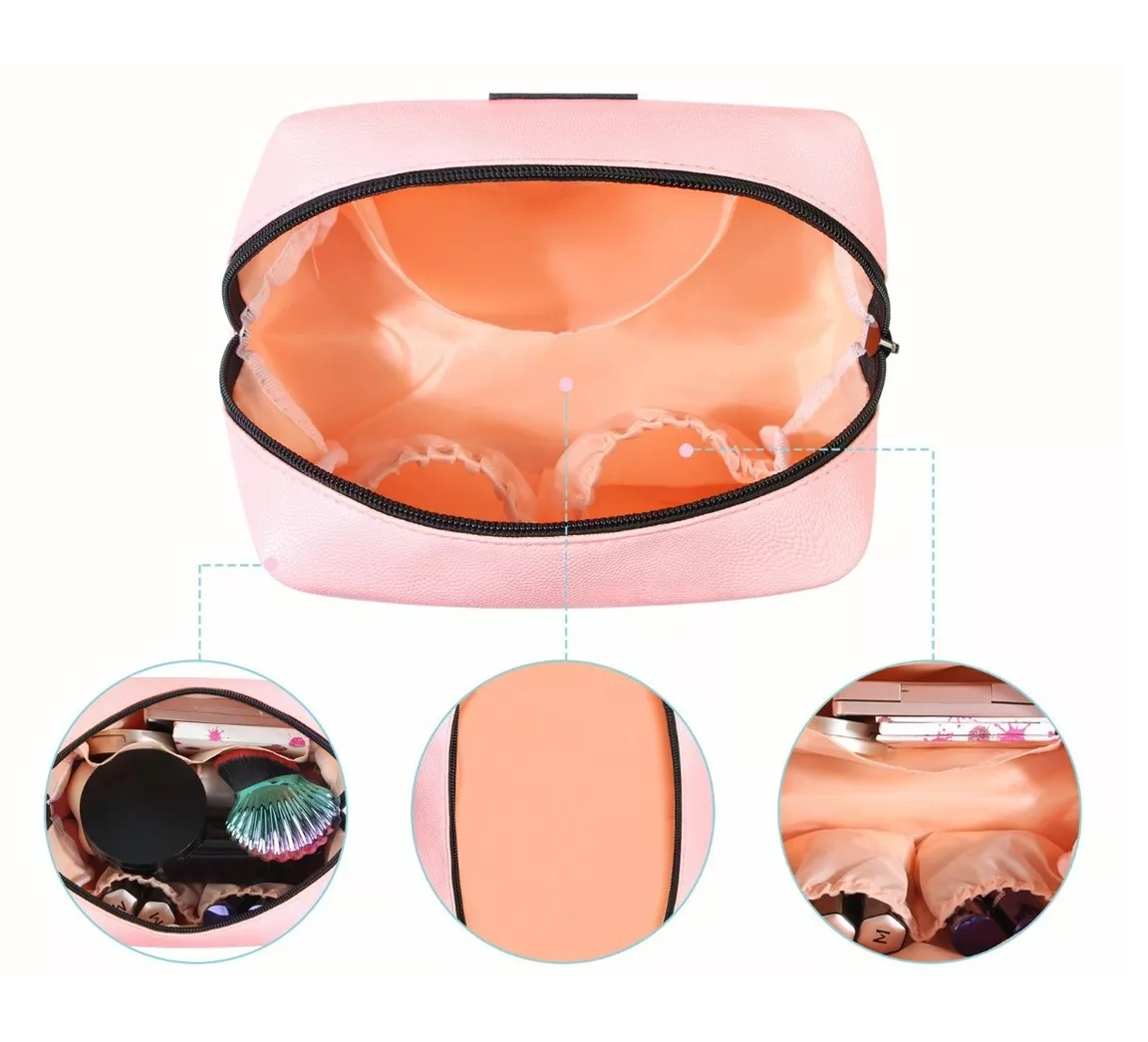 Foto 4 pulgar | Cosmetiquera De Viaje Portátil Para Dama, Color Rosa