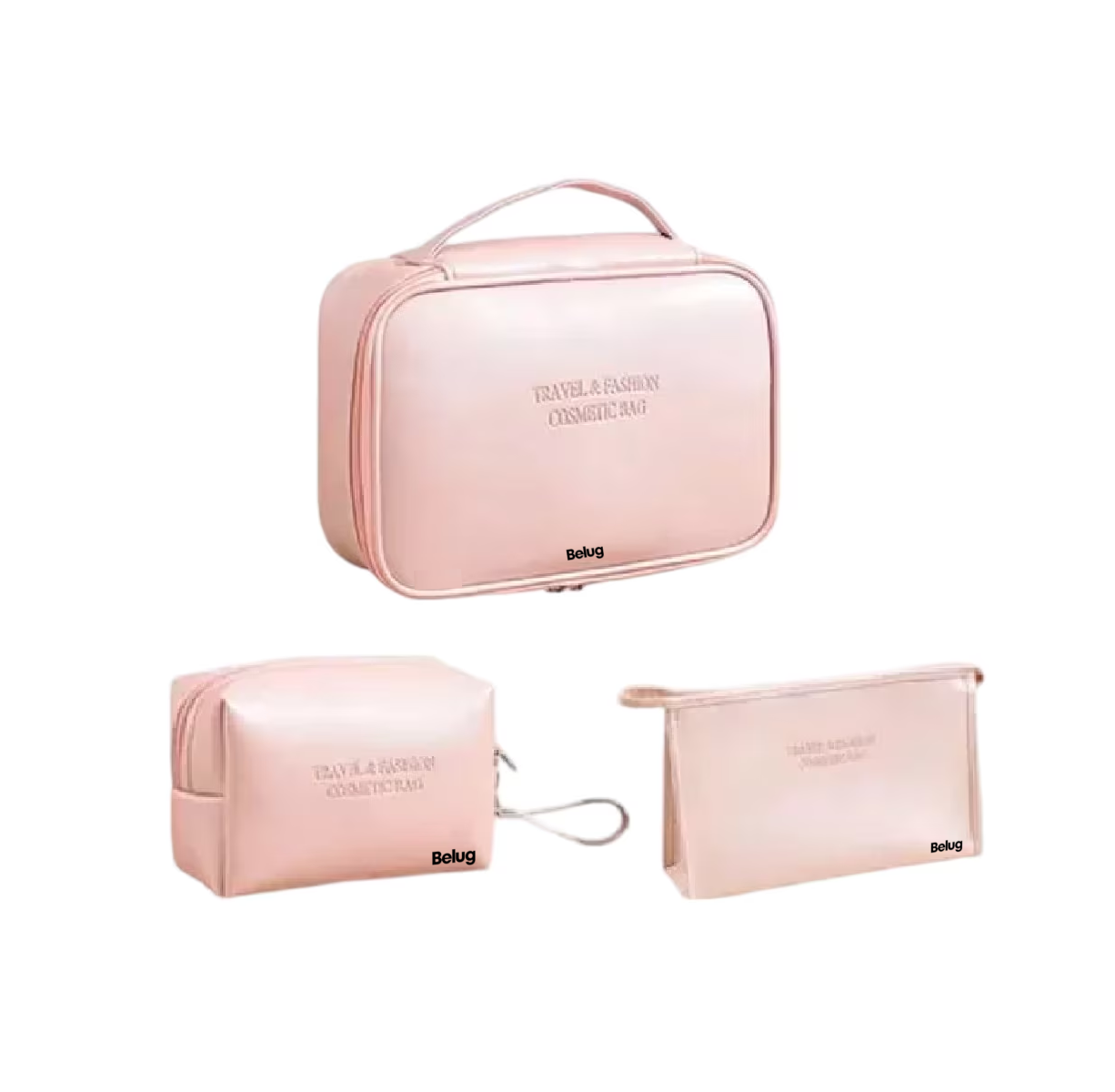 Estuches De Maquillaje Bolsa Cosmetiquera Belug Set 3 Neceser Rosa