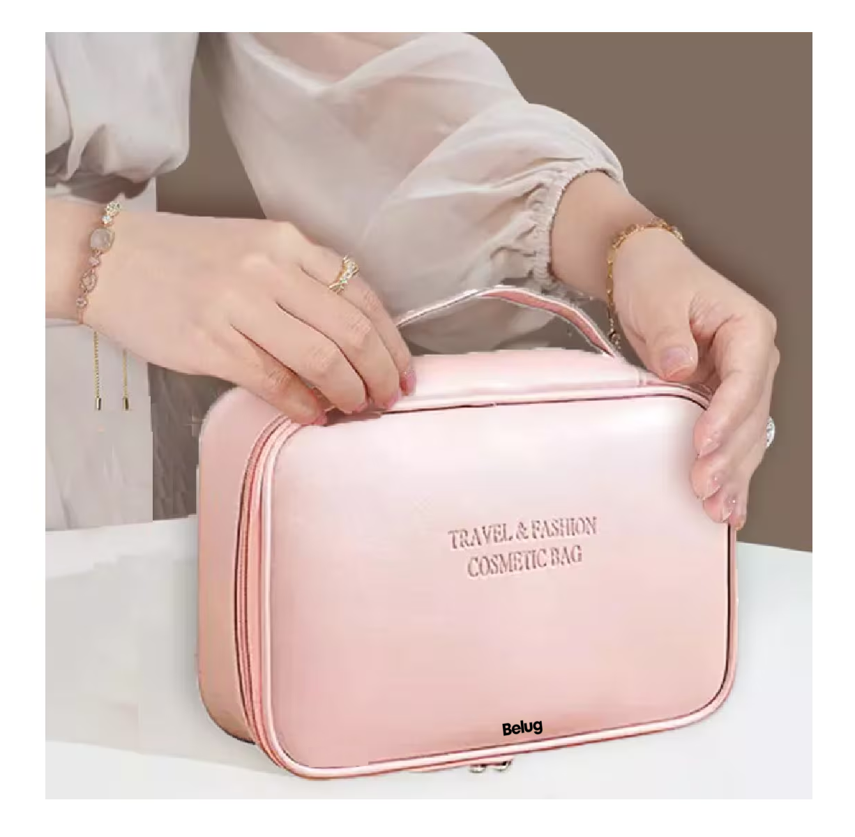 Foto 5 pulgar | Estuches De Maquillaje Bolsa Cosmetiquera Belug Set 3 Neceser Rosa