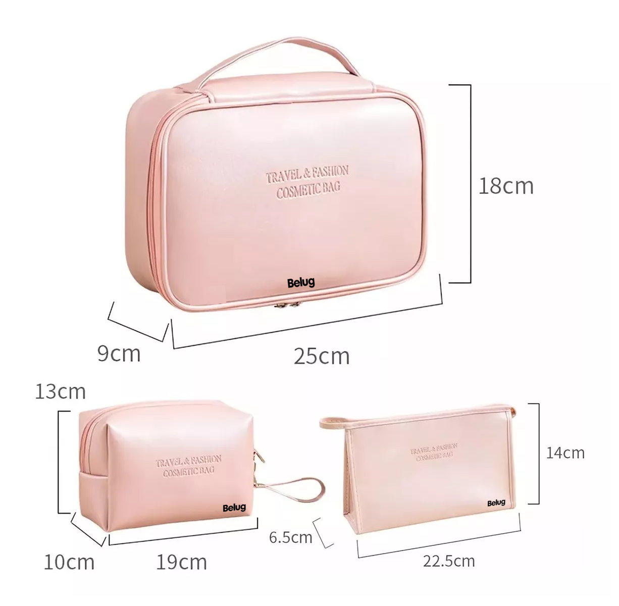 Foto 6 pulgar | Estuches De Maquillaje Bolsa Cosmetiquera Belug Set 3 Neceser Rosa
