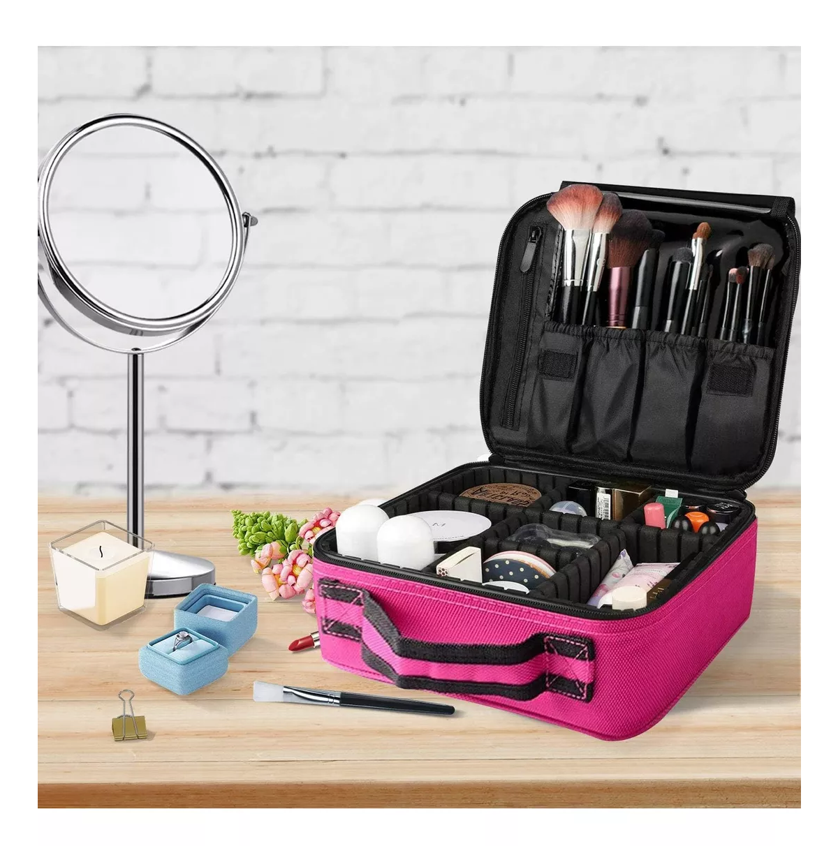 Foto 4 pulgar | Estuche Organizador De Maquillaje De Viaje Para Cosméticos, Rosa Chicle