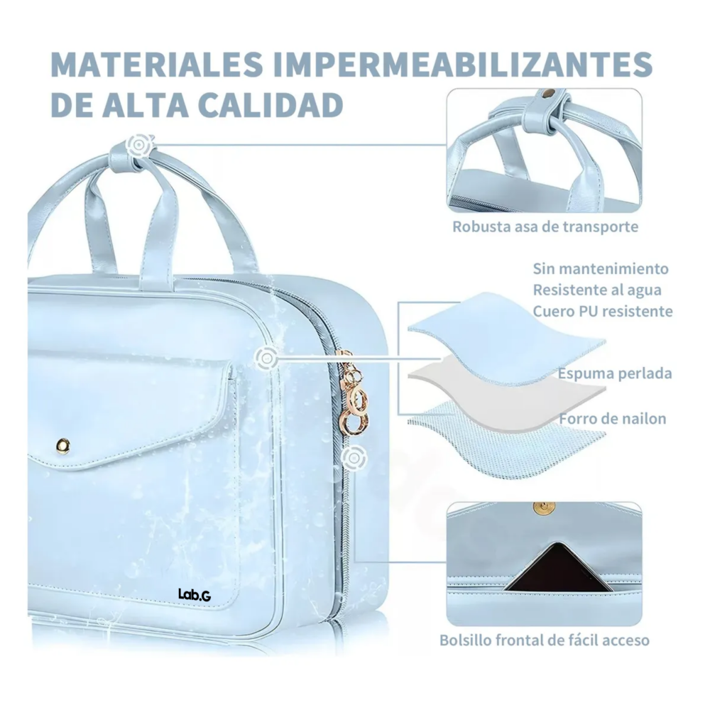 Foto 6 pulgar | Neceser Cosmetiquera Profesional Caja De Viaje Mujer 4 En 1 Lab.g, Azul Cielo