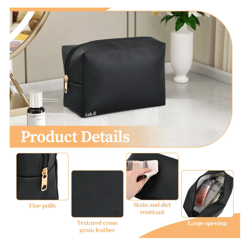 Foto 4 | Bolsas De Cosméticos De Viaje Portátil Con Cremallera  Lab.g, Negro