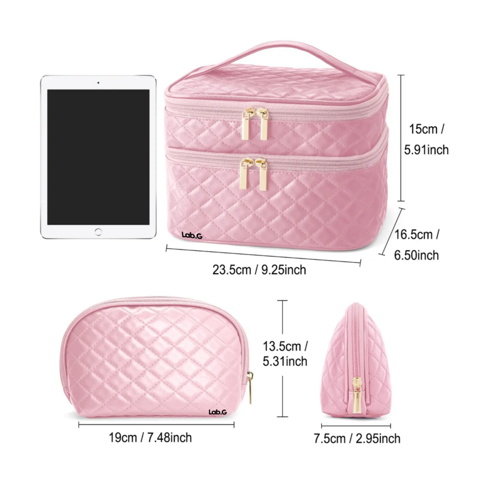 Foto 2 | Estuches De Maquillaje Lab.g  Bolsa Cosmetiquera Set 2 Neceser Rosa
