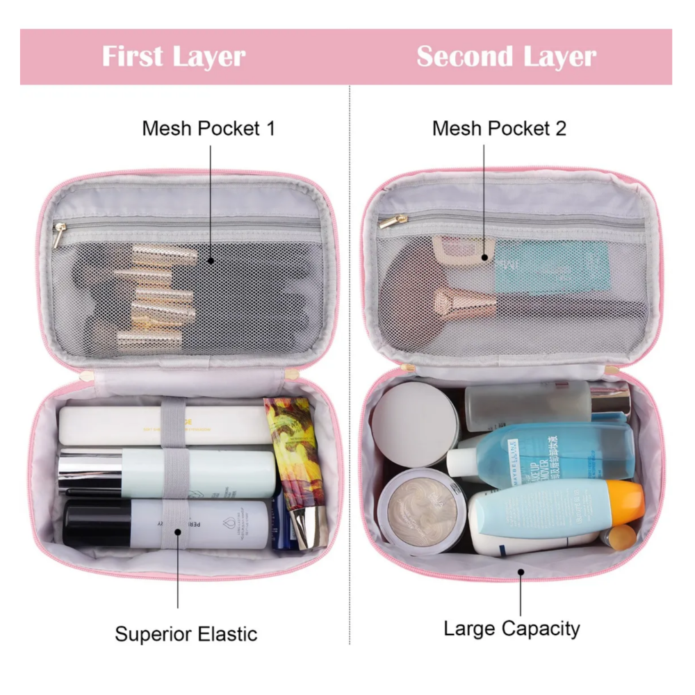 Foto 4 | Estuches De Maquillaje Lab.g  Bolsa Cosmetiquera Set 2 Neceser Rosa