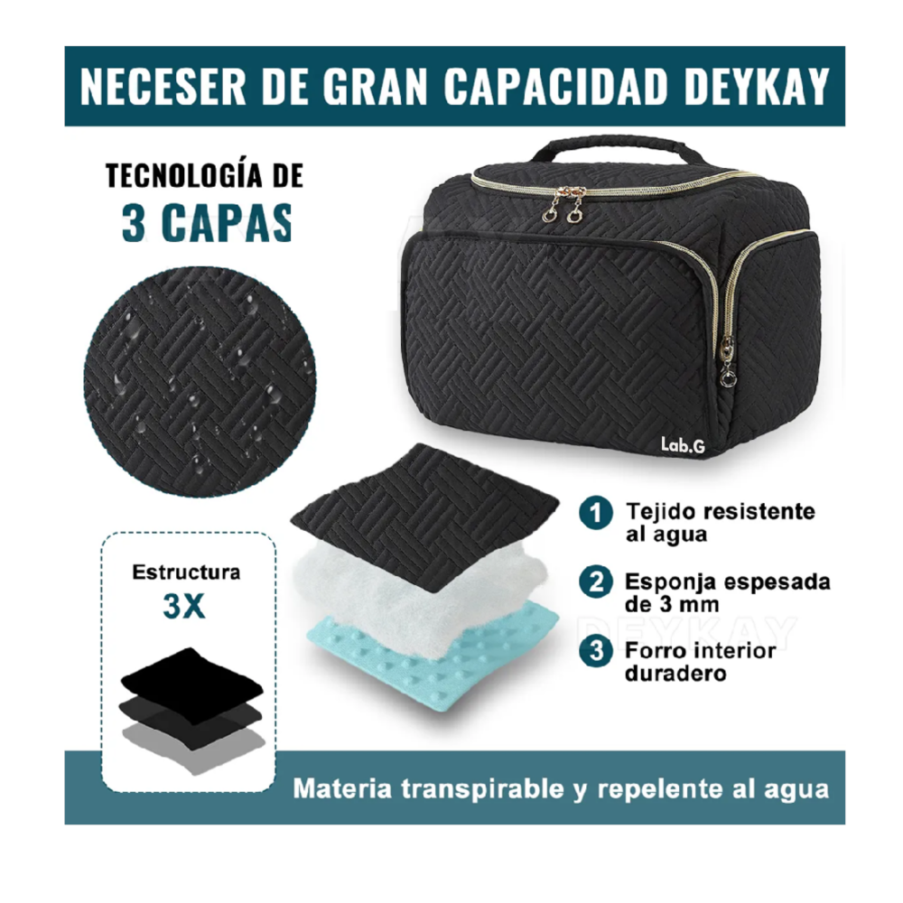 Foto 3 pulgar | Cosmetiquera Neceser Lab.g  Organizador De Viaje Portátil Bolsas Negro