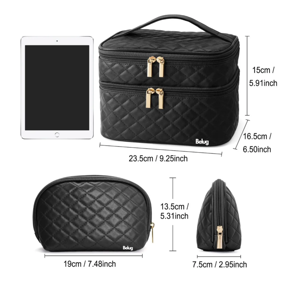 Foto 3 | Estuches De Maquillaje  Belug Bolsa Cosmetiquera Set 2 Neceser Negro