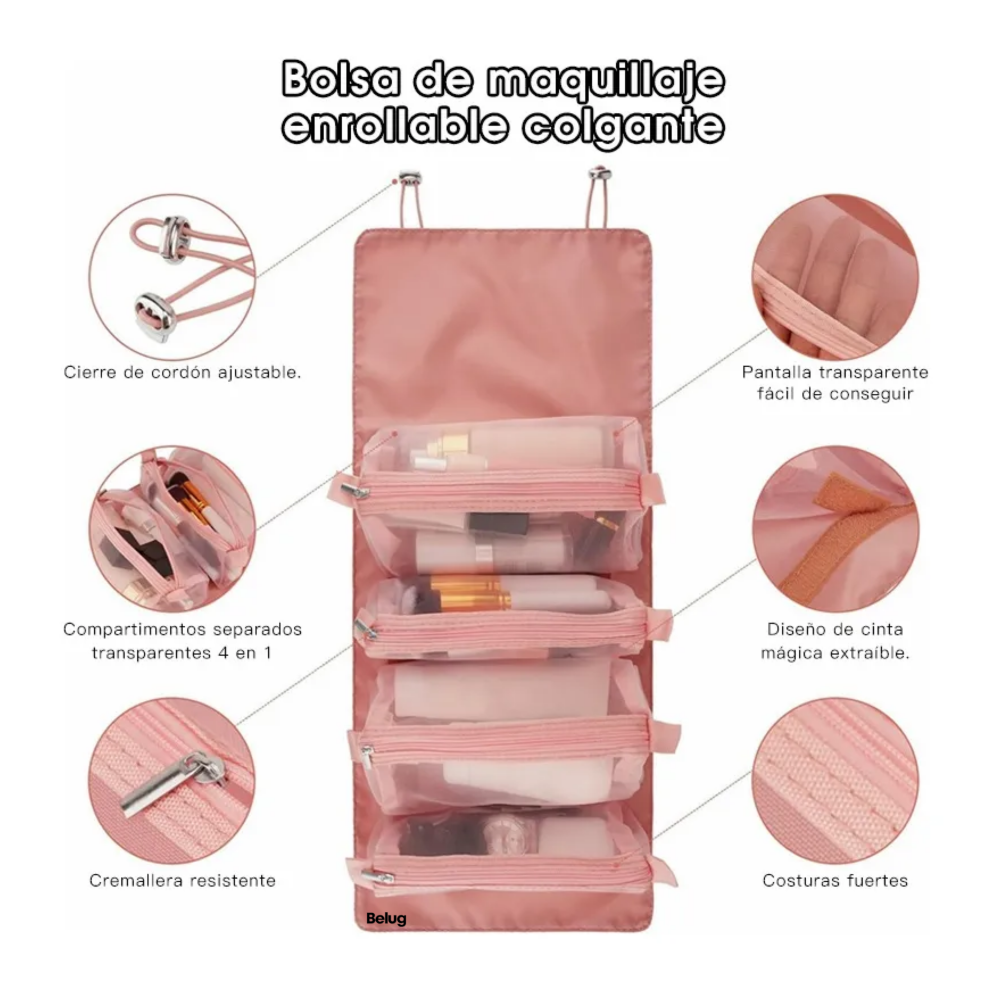 Foto 4 pulgar | Neceseres Cosmetiquera Belug  Bolsa Organizador De Viaje Portátil Negro