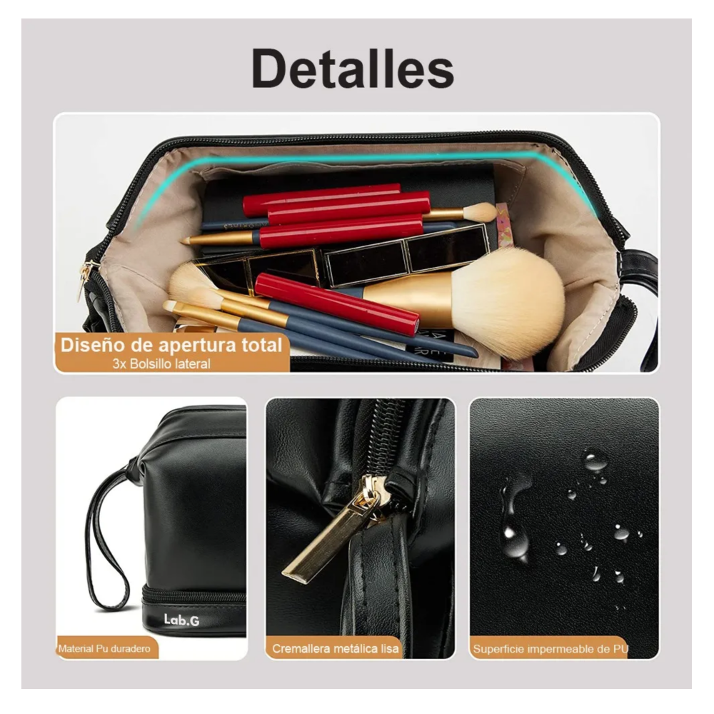 Foto 4 pulgar | Neceser Cosmetiquera Profesional Maquilla Impermeable  Lab.g, Negro