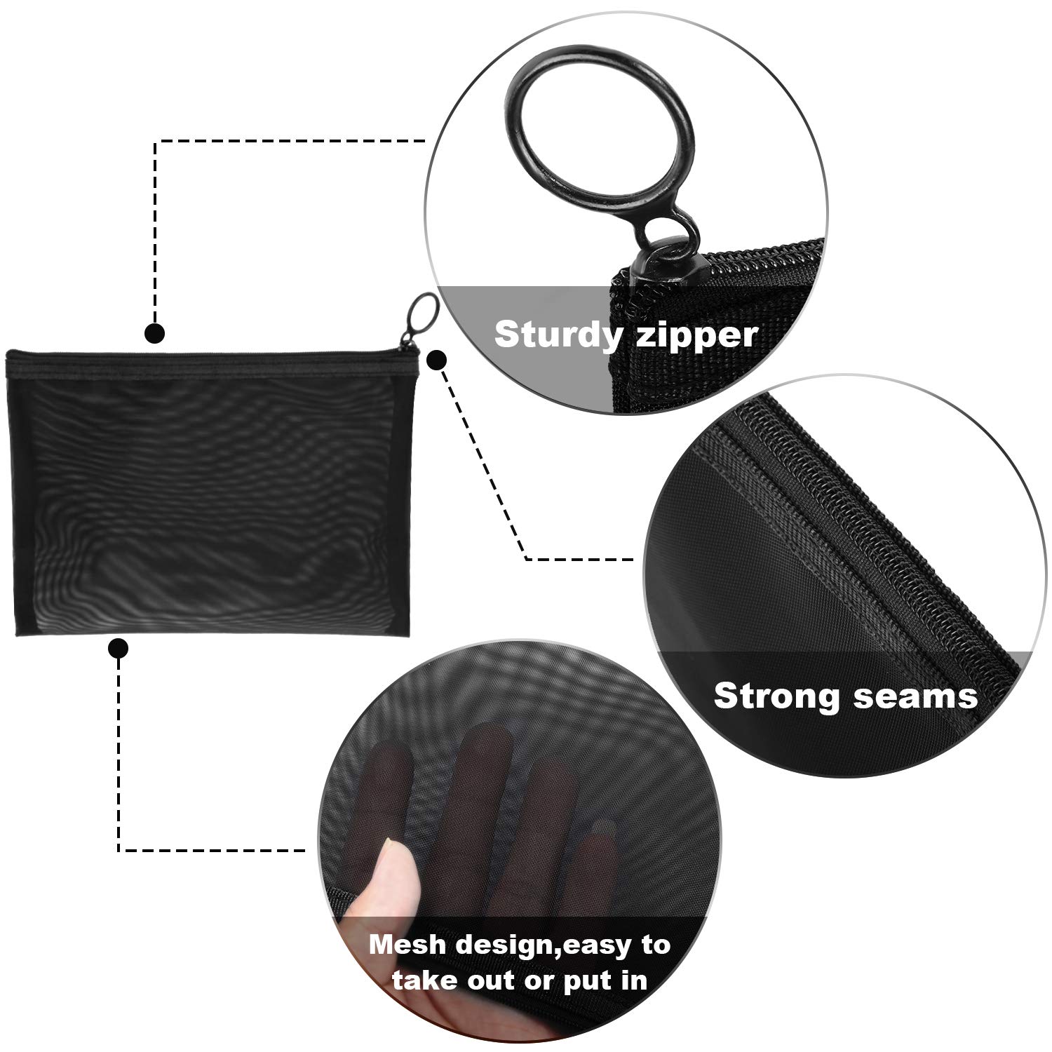 Foto 7 pulgar | Bolsas De Maquillaje De Malla Boao, 6 Piezas, Organizadoras De Viajes, Negras - Venta Internacional.