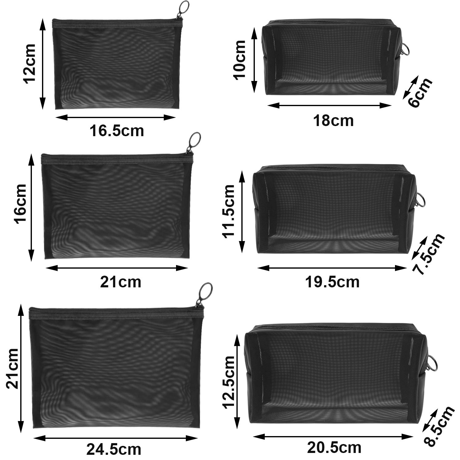 Foto 8 pulgar | Bolsas De Maquillaje De Malla Boao, 6 Piezas, Organizadoras De Viajes, Negras - Venta Internacional.