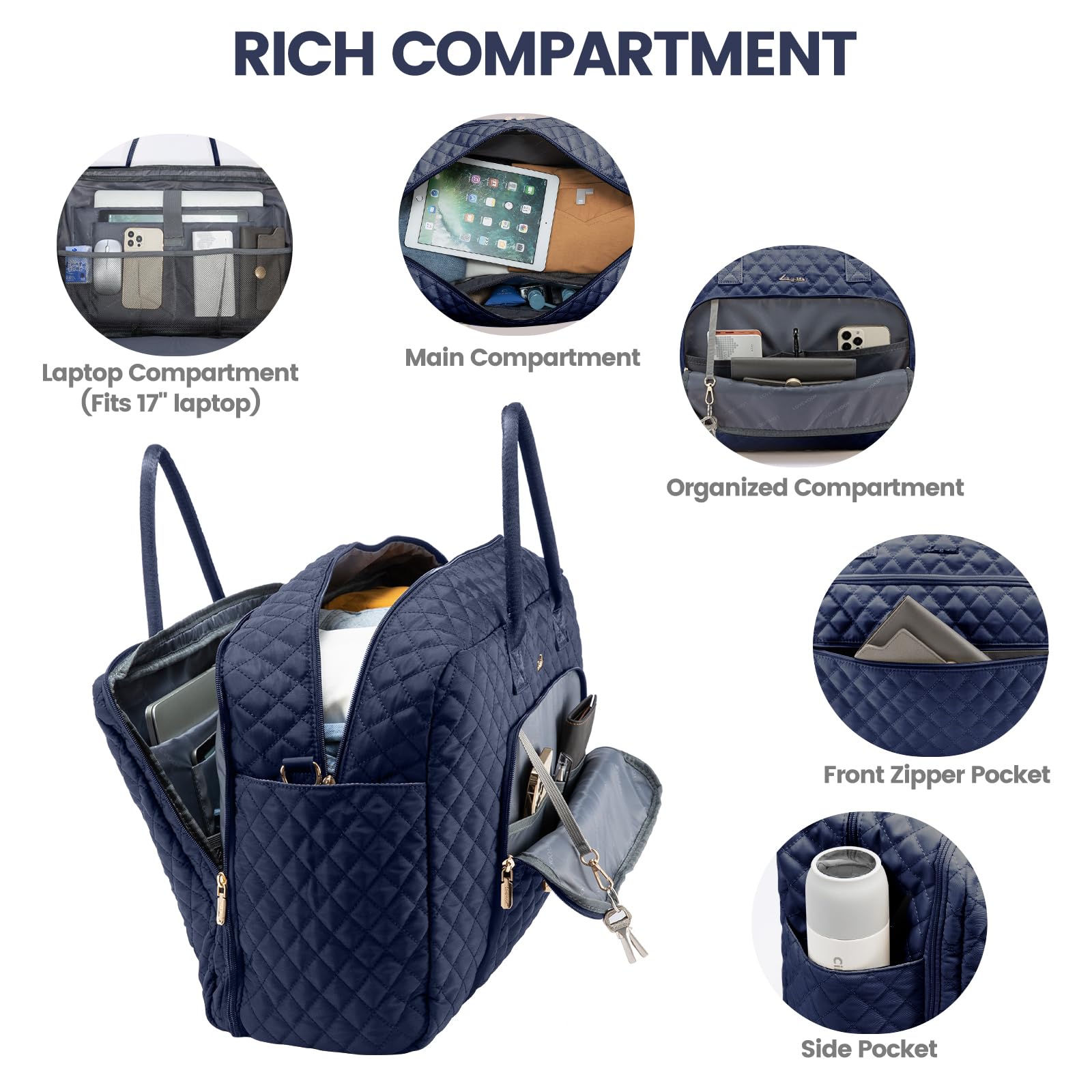 Foto 3 pulgar | Bolsa De Viaje Lovevook Weekender Para Mujer Con Neceser - Venta Internacional.