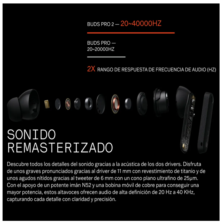 Foto 3 | Auriculares Inalámbricos CMF Buds Pro 2 Orange con Anc y Sonido de Alta Resolución