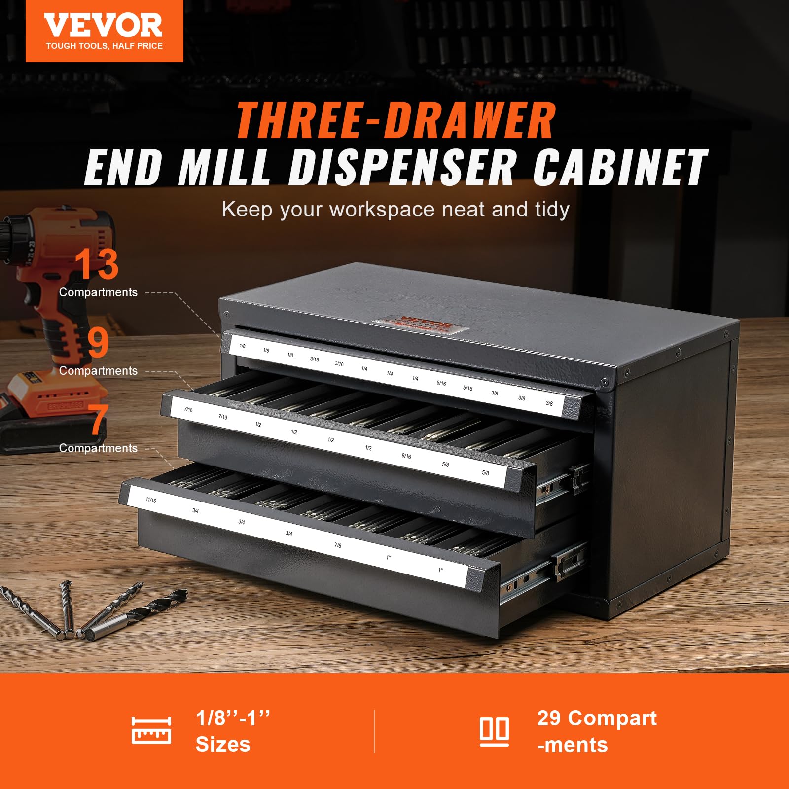 Foto 3 pulgar | Armario Dispensador End Mill Vevor, Organizador De Tres Cajones - Venta Internacional.