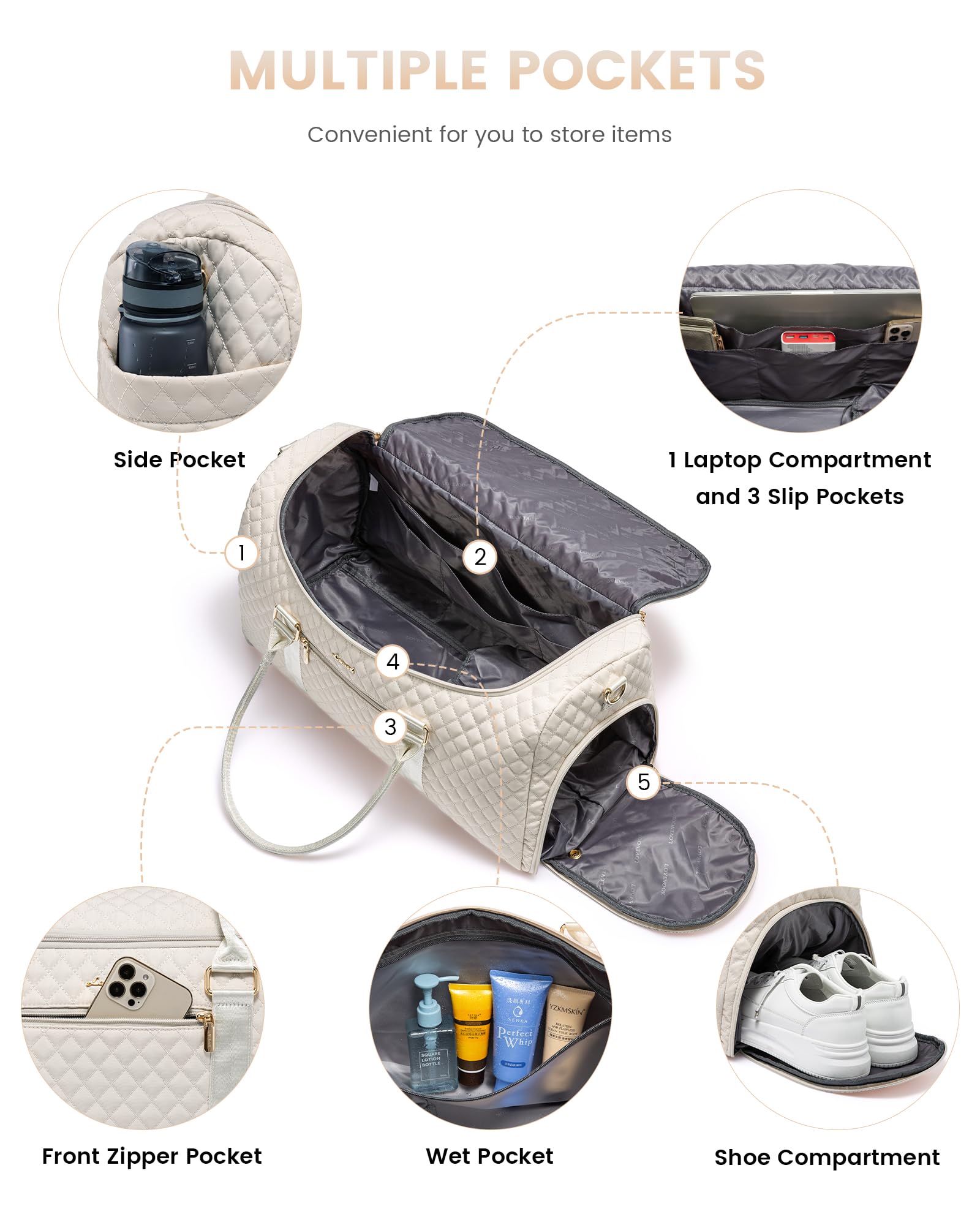 Foto 4 pulgar | Bolsa De Viaje Lovevook De 40 Litros Para Fin De Semana Con Artículos De Tocador Para Mujer - Venta Internacional.