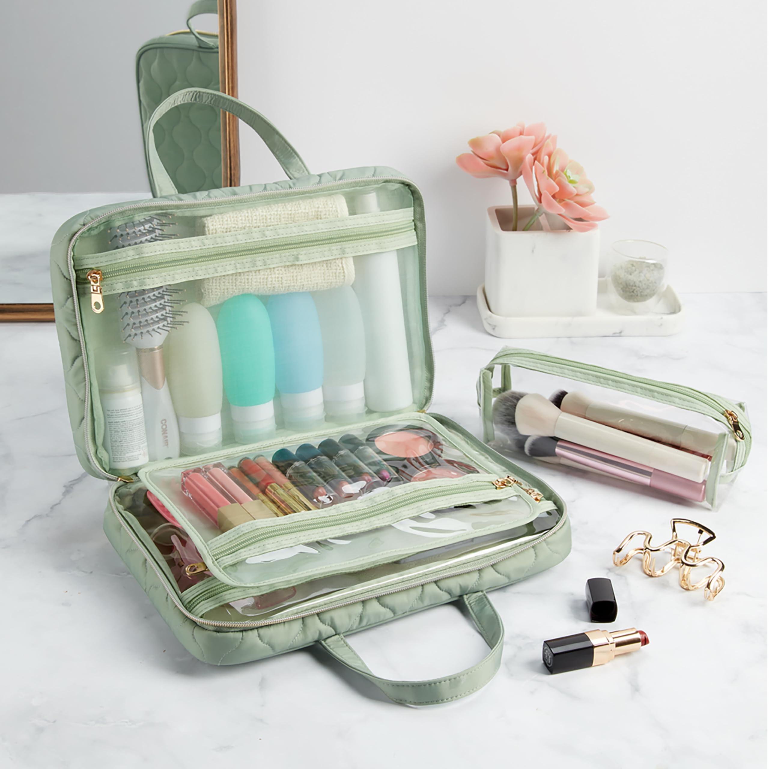 Foto 3 pulgar | Bolsa Organizadora De Maquillaje Conair Para Fines De Semana Y Artículos De Tocador, Color Verde - Venta Internacional.