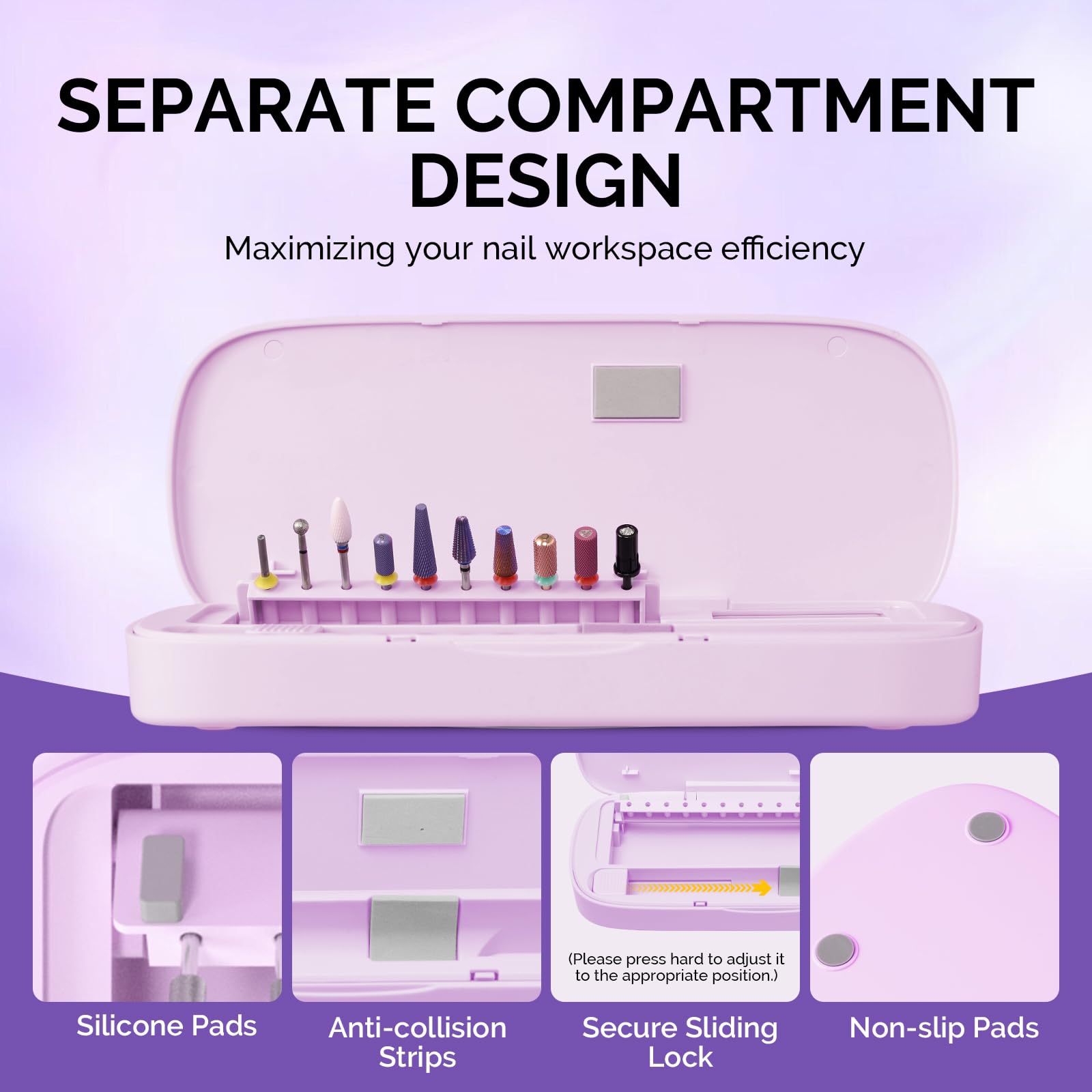 Foto 4 | Caja De Almacenamiento De Herramientas Acrílicas Para Uñas Melodysusie [mejorada En 2025], Color Mor - Venta Intern