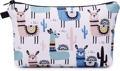 Foto 1 | Bolsa De Maquillaje Huoguo Tela De Piel De Melocotón Con Estampado De Alpacas 22 X 13 Cm - Venta Internacional.