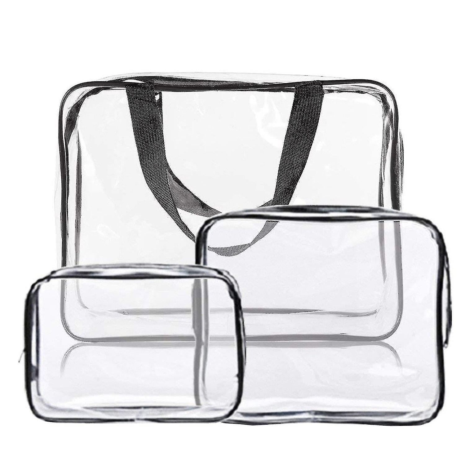 Bolsas De Aseo Cosméticas Huoguo  Bolsa De Maquillaje Transparente  Paquete De 3 - Venta Internacional. $500