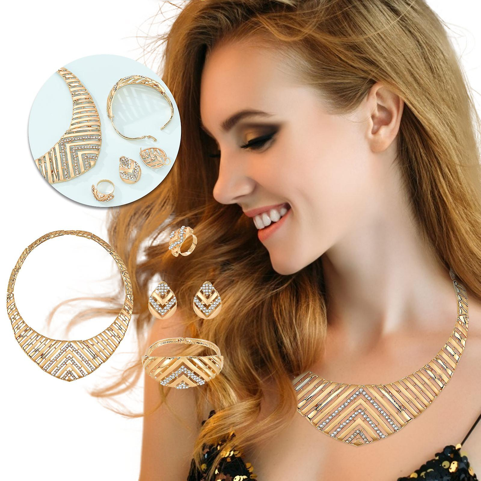 Foto 3 pulgar | Conjunto De Joyas De Moda Huoguo De 5 Piezas De Aleación De Oro Para Mujer - Venta Internacional.