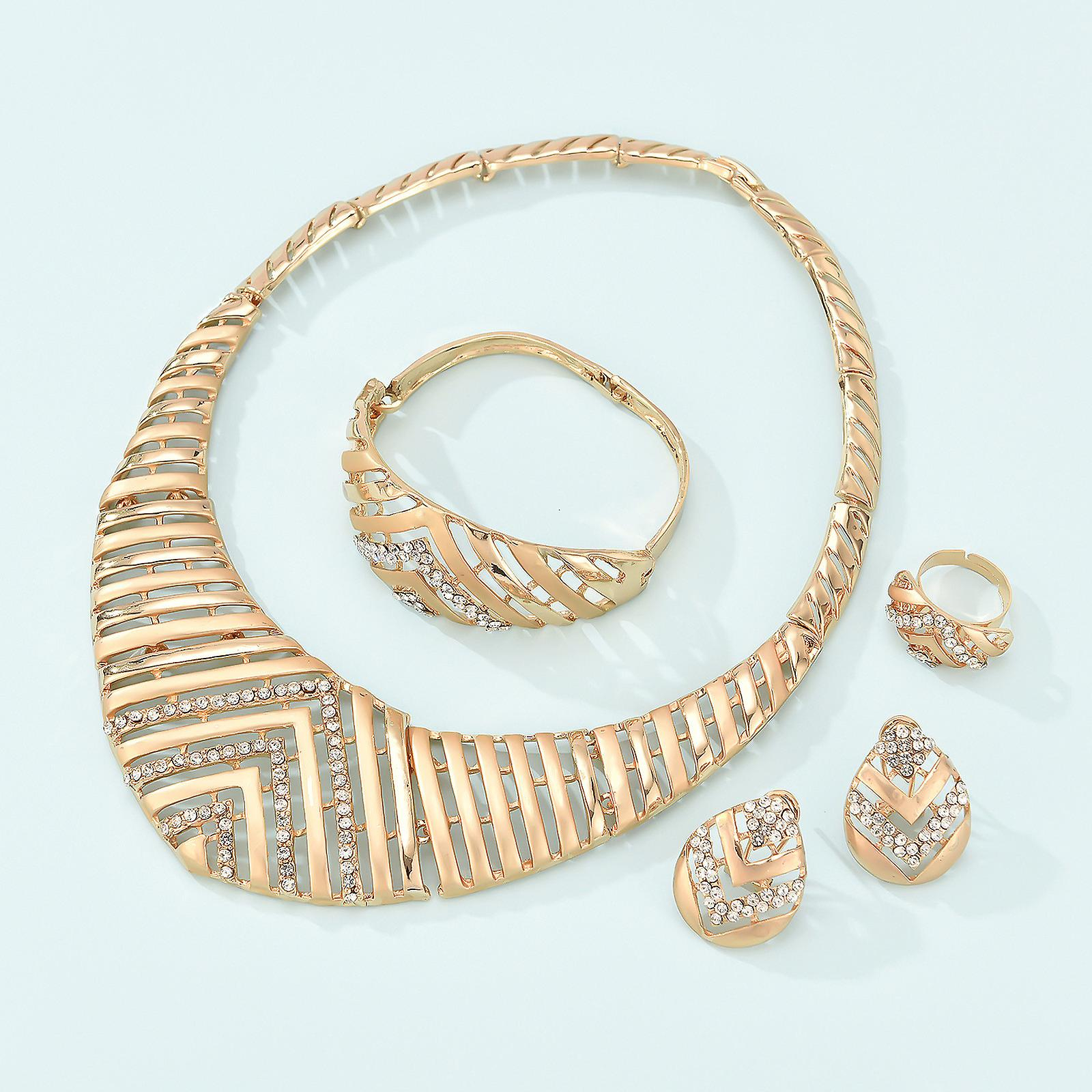 Foto 3 | Conjunto De Joyas De Moda Huoguo De 5 Piezas De Aleación De Oro Para Mujer - Venta Internacional.