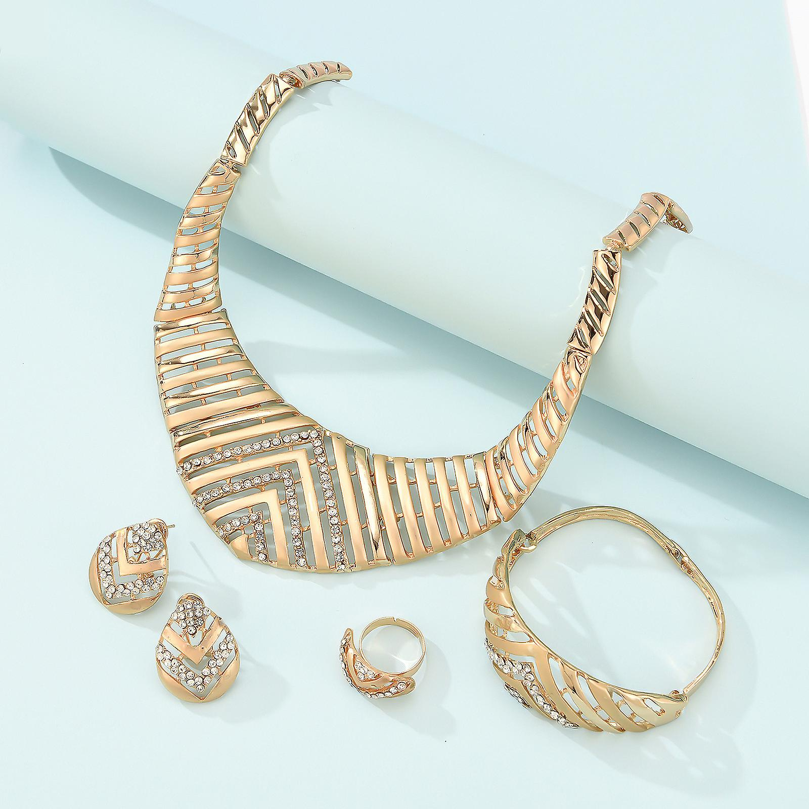 Foto 5 pulgar | Conjunto De Joyas De Moda Huoguo De 5 Piezas De Aleación De Oro Para Mujer - Venta Internacional.