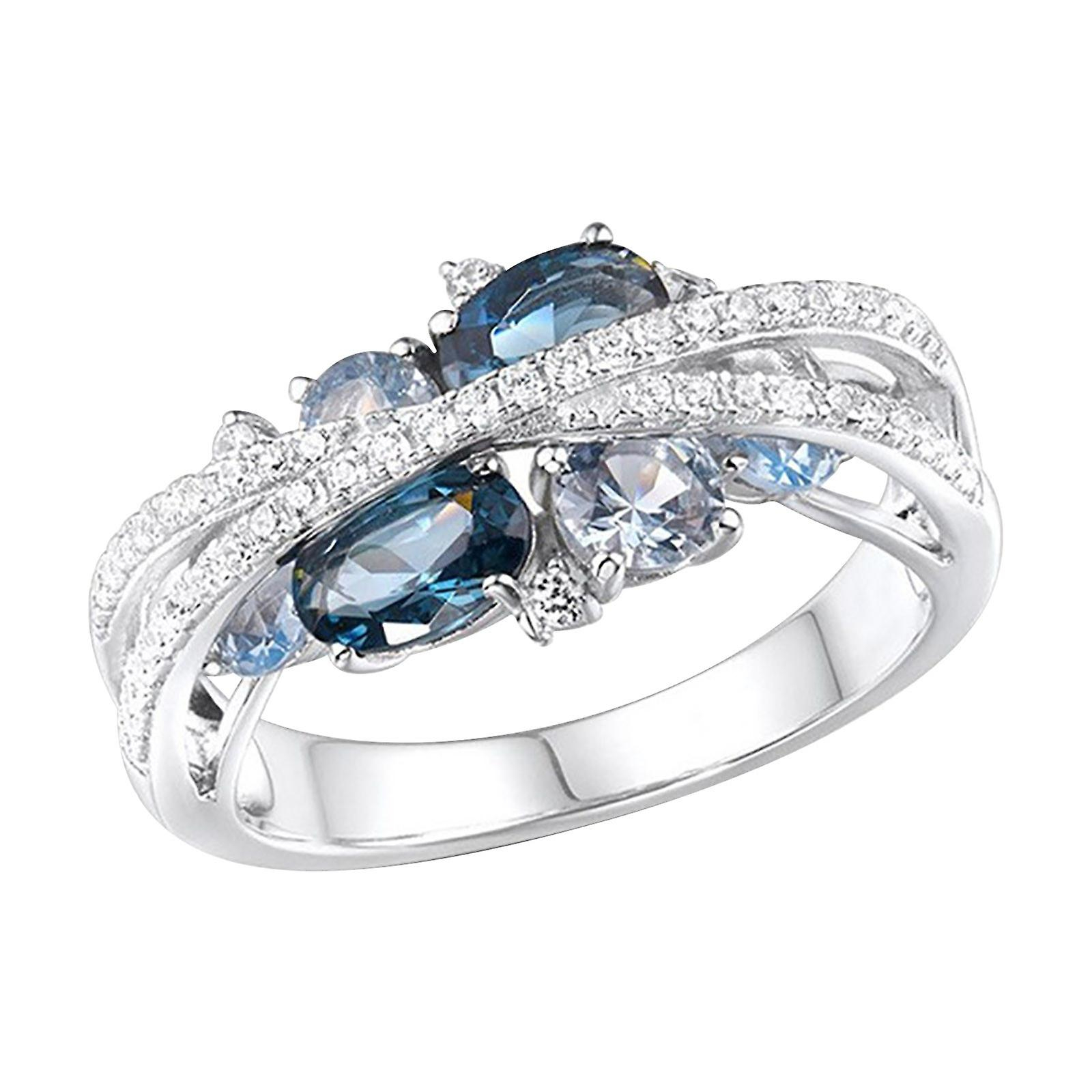 Foto 2 pulgar | Anillo Huoguo Butterfly Diamond  Aleación Azul En Forma De Corazón - Venta Internacional.