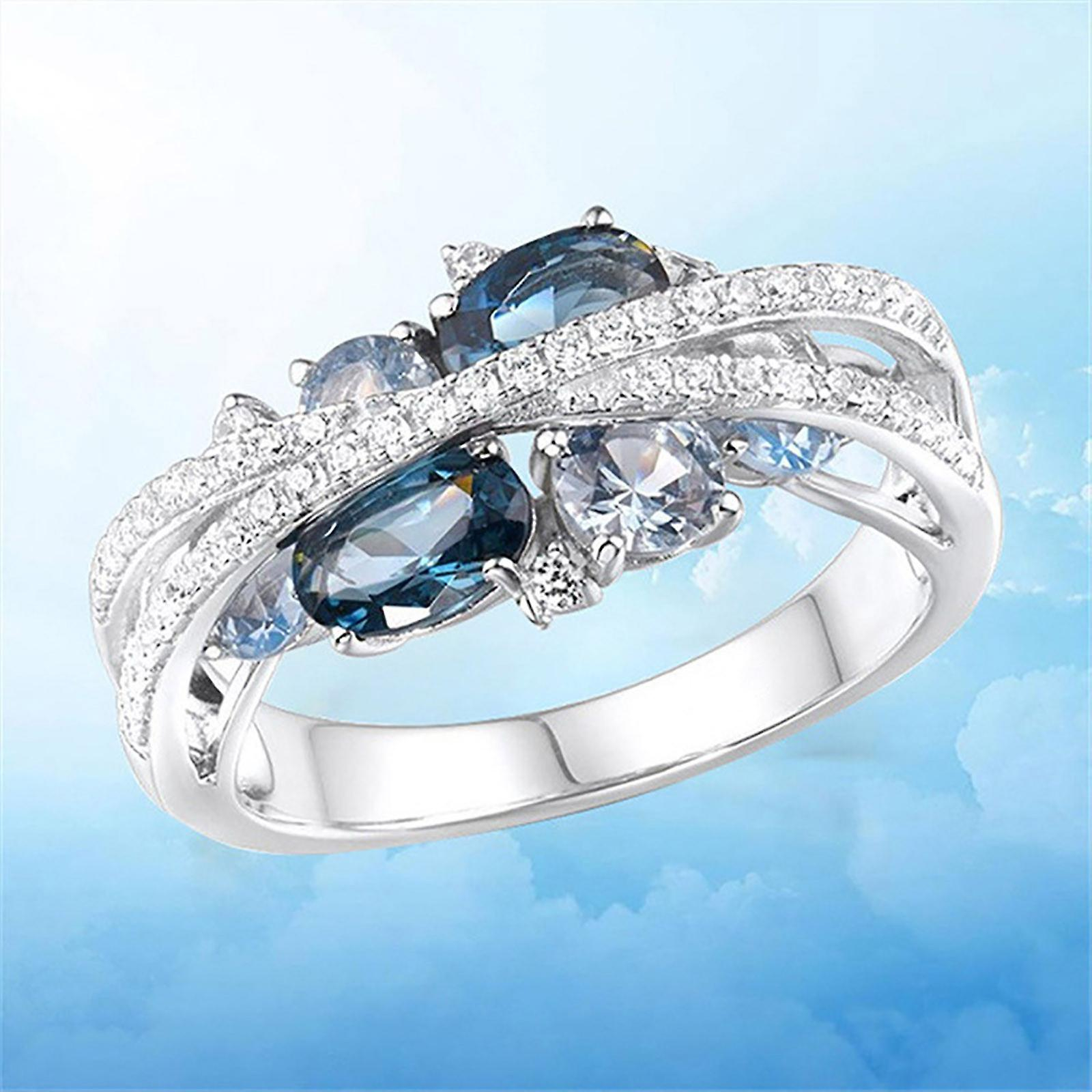 Foto 3 pulgar | Anillo Huoguo Butterfly Diamond  Aleación Azul En Forma De Corazón - Venta Internacional.