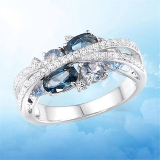 Foto 2 | Anillo Huoguo Butterfly Diamond Aleación Azul En Forma De Corazón - Venta Internacional.