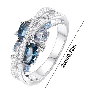Foto 3 | Anillo Huoguo Butterfly Diamond Aleación Azul En Forma De Corazón - Venta Internacional.