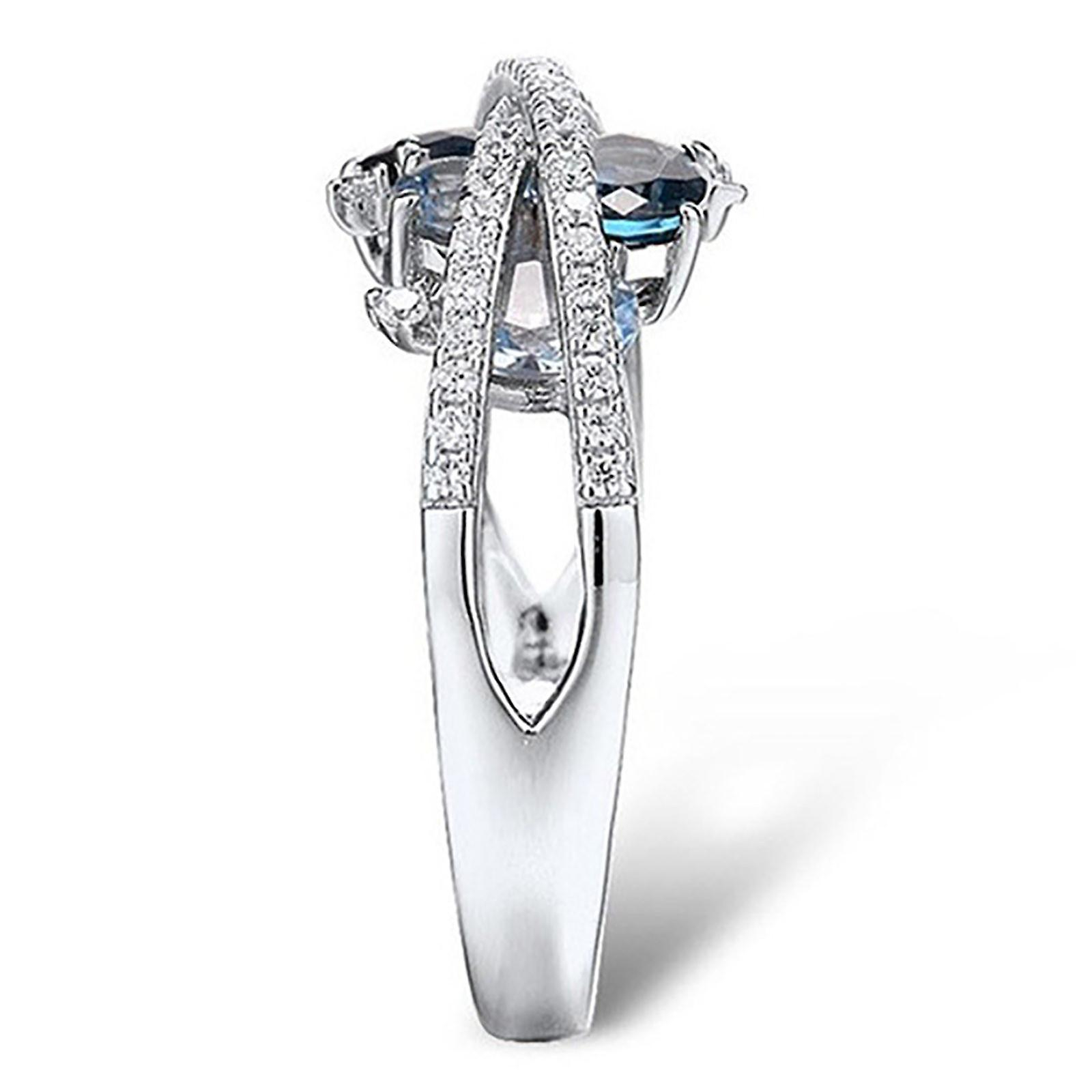 Foto 6 pulgar | Anillo Huoguo Butterfly Diamond  Aleación Azul En Forma De Corazón - Venta Internacional.
