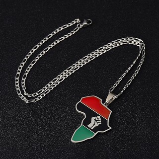 Foto 1 | Colgante Huoguo De Acero Inoxidable Con Forma De Puño Con Mapa De África - Venta Internacional.