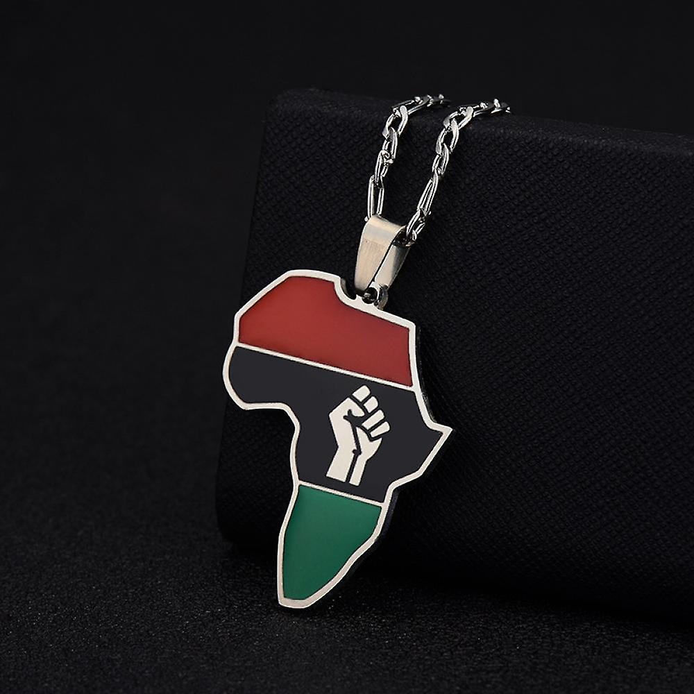 Foto 4 pulgar | Colgante Huoguo De Acero Inoxidable Con Forma De Puño Con Mapa De África - Venta Internacional.