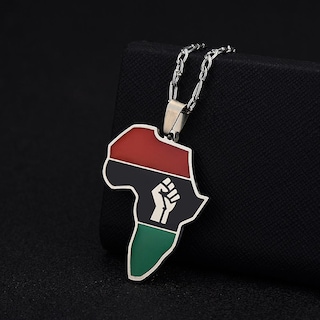 Foto 3 | Colgante Huoguo De Acero Inoxidable Con Forma De Puño Con Mapa De África - Venta Internacional.