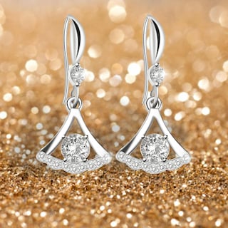 Foto 2 | Pendientes Huoguo Delicados Con Forma De Falda De Circón En Forma De Gota Para Mujer - Venta Internacional.