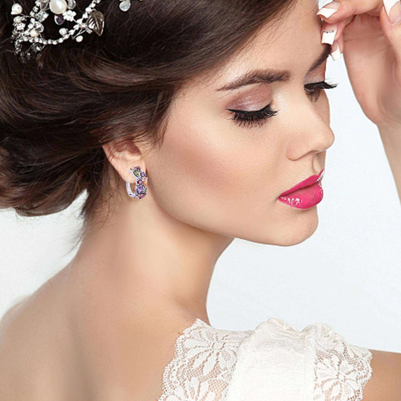 Foto 4 pulgar | Pendiente Huoguo Fashion Con Diamantes Coloridos Para Mujer - Venta Internacional.