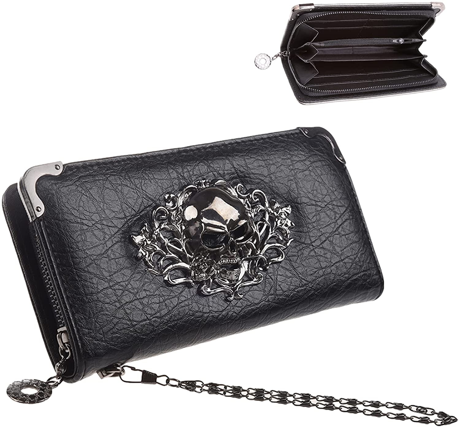 Foto 1 | Monedero Huoguo Para Mujer  De Piel Sintética  Calavera Gótica  De Piel Sintética  Color Negro - Venta Internacional.