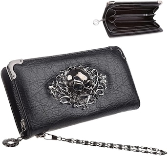 Foto 1 | Monedero Huoguo Para Mujer De Piel Sintética Calavera Gótica De Piel Sintética Color Negro - Venta Internacional.