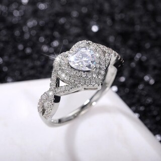 Foto 5 | Anillo Huoguo Fashion Love Diamond De Aleación En Forma De Corazón - Venta Internacional.