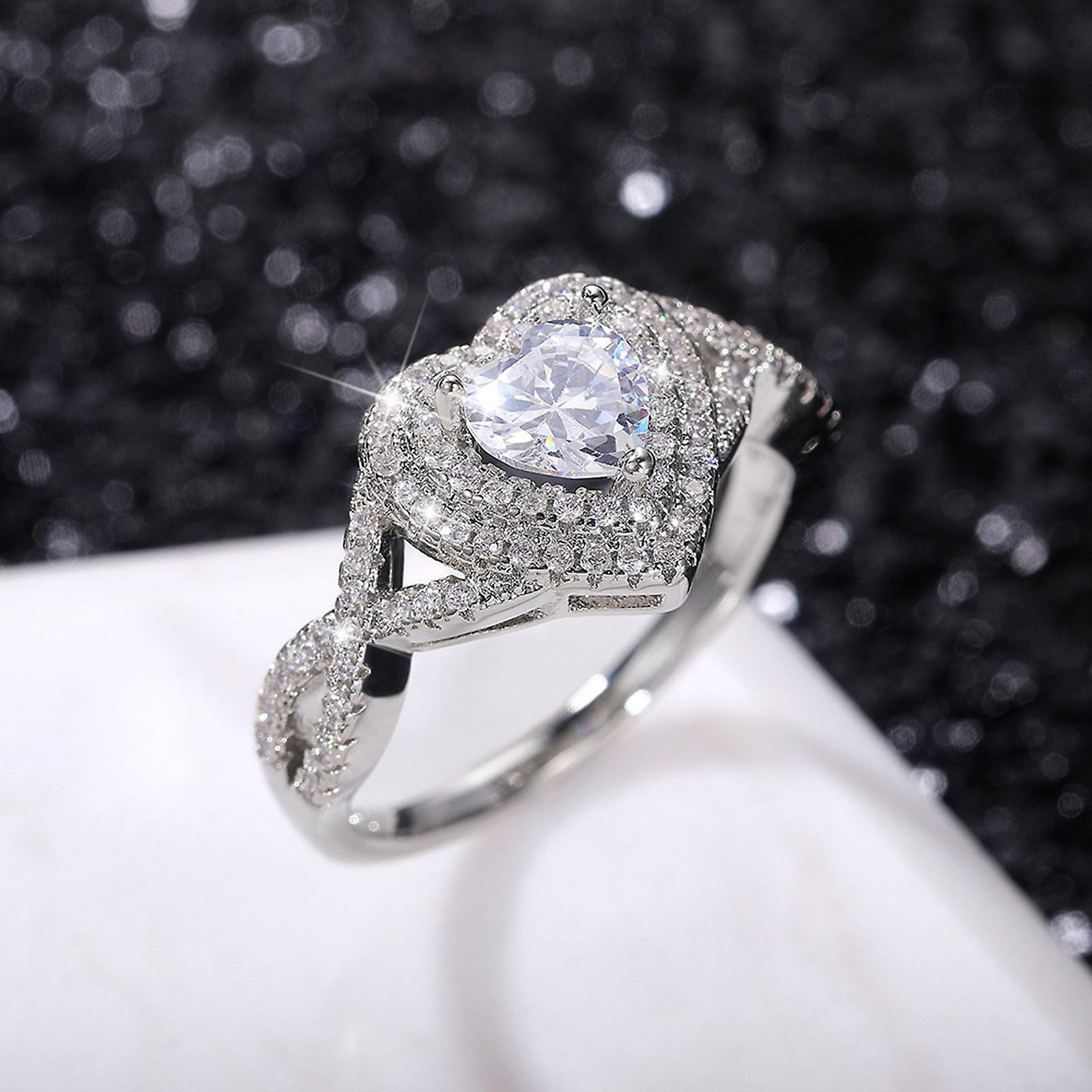 Foto 6 pulgar | Anillo Huoguo Love Diamond Fashion De Aleación En Forma De Corazón - Venta Internacional.
