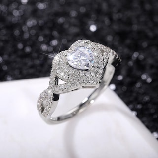 Foto 5 | Anillo Huoguo Love Diamond Fashion De Aleación En Forma De Corazón - Venta Internacional.