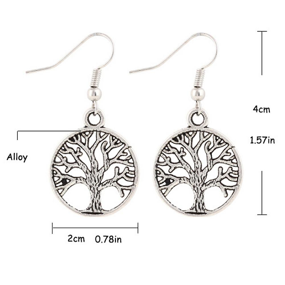 Foto 4 pulgar | Pendientes Huoguo Con Forma De Árbol Hueco  De Aleación Plateada  4 Cm  Para Mujer - Venta Internacional.